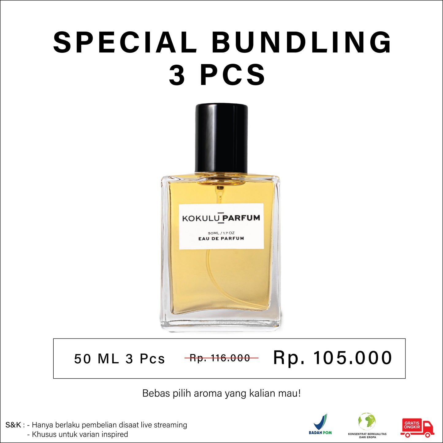 PAKET SPECIAL PARFUM 50 ML 3 PCS (Only Live Shopping)